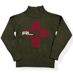 Polo Ralph Lauren RLX Knit Sweater Swiss Cross Sz Large Cashmere Wool Turtleneck